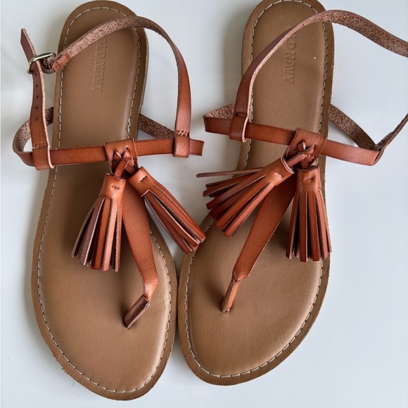 Old Navy Brown Sandals with Tassel Accents - Picture 1 of 6